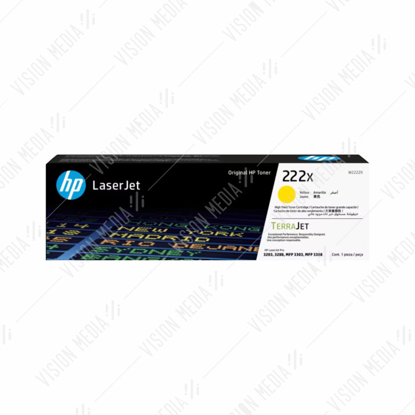 HP 222X HIGH YIELD YELLOW LASERJET TONER CARTRIDGE (W2222X)