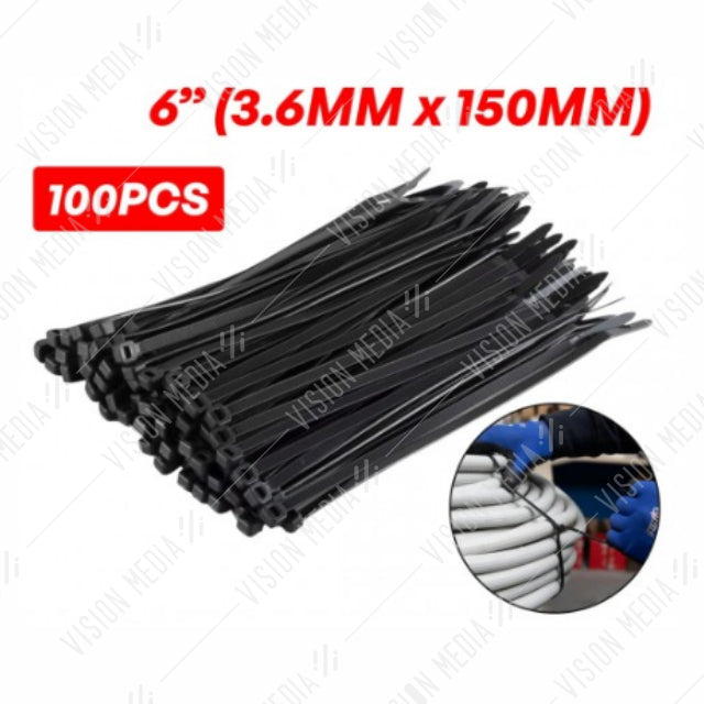 CABLE TIE 6" (150MM) BLACK (100PCS/PACK)